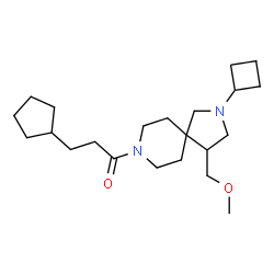 ChemSpider 2D Image | 1-[2-Cyclobutyl-4-(methoxymethyl)-2,8-diazaspiro[4.5]dec-8-yl]-3-cyclopentyl-1-propanone | C22H38N2O2
