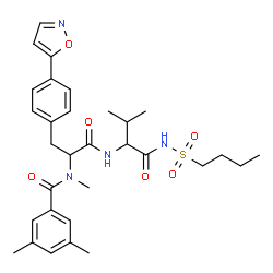 ChemSpider 2D Image | N-(3,5-Dimethylbenzoyl)-N-methyl-4-(1,2-oxazol-5-yl)phenylalanyl-N-(butylsulfonyl)valinamide | C31H40N4O6S