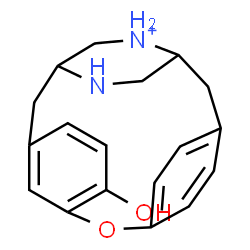 ChemSpider 2D Image | 11-Hydroxy-13-oxa-20-aza-4-azoniatetracyclo[12.2.2.2~3,6~.1~8,12~]henicosa-1(16),8(19),9,11,14,17-hexaene | C18H21N2O2