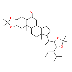 ChemSpider 2D Image | 1-{1-[2,2-Dimethyl-5-(2-methyl-3-pentanyl)-1,3-dioxolan-4-yl]ethyl}-8,8,10a,12a-tetramethylhexadecahydro-5H-cyclopenta[7,8]phenanthro[2,3-d][1,3]dioxol-5-one | C35H58O5