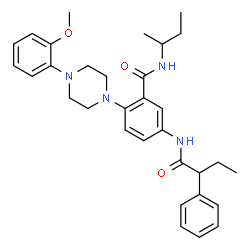 ChemSpider 2D Image | N-sec-Butyl-2-[4-(2-methoxyphenyl)-1-piperazinyl]-5-[(2-phenylbutanoyl)amino]benzamide | C32H40N4O3
