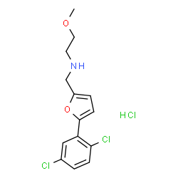ChemSpider 2D Image | N-{[5-(2,5-Dichlorophenyl)-2-furyl]methyl}-2-methoxyethanamine hydrochloride (1:1) | C14H16Cl3NO2