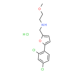 ChemSpider 2D Image | N-{[5-(2,4-Dichlorophenyl)-2-furyl]methyl}-2-methoxyethanamine hydrochloride (1:1) | C14H16Cl3NO2