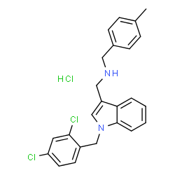 ChemSpider 2D Image | 1-[1-(2,4-Dichlorobenzyl)-1H-indol-3-yl]-N-(4-methylbenzyl)methanamine hydrochloride (1:1) | C24H23Cl3N2