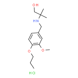 ChemSpider 2D Image | 2-[(3-Methoxy-4-propoxybenzyl)amino]-2-methyl-1-propanol hydrochloride (1:1) | C15H26ClNO3