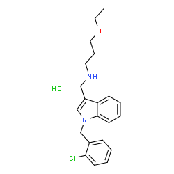 ChemSpider 2D Image | N-{[1-(2-Chlorobenzyl)-1H-indol-3-yl]methyl}-3-ethoxy-1-propanamine hydrochloride (1:1) | C21H26Cl2N2O