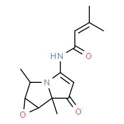 ChemSpider 2D Image | N-(2,6a-Dimethyl-6-oxo-1a,6,6a,6b-tetrahydro-2H-oxireno[a]pyrrolizin-4-yl)-3-methyl-2-butenamide | C14H18N2O3