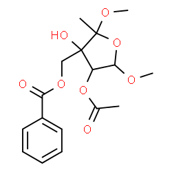 ChemSpider 2D Image | (4-Acetoxy-3-hydroxy-2,5-dimethoxy-2-methyltetrahydro-3-furanyl)methyl benzoate | C17H22O8