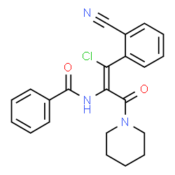ChemSpider 2D Image | (Z)-N-(1-Chloro-1-(2-cyanophenyl)-3-oxo-3-(piperidin-1-yl)prop-1-en-2-yl)benzamide | C22H20ClN3O2