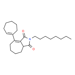 ChemSpider 2D Image | 8-(1-Cyclohepten-1-yl)-2-octyl-4,5,6,7-tetrahydrocyclohepta[c]pyrrole-1,3(2H,3aH)-dione | C24H37NO2