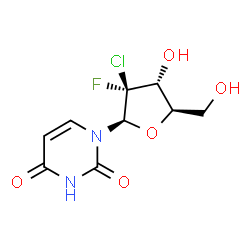 ChemSpider 2D Image | 1-(2-Chloro-2-deoxy-2-fluoro-beta-D-arabinofuranosyl)-2,4(1H,3H)-pyrimidinedione | C9H10ClFN2O5