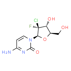 ChemSpider 2D Image | 4-Amino-1-(2-chloro-2-deoxy-2-fluoro-beta-D-arabinofuranosyl)-2(1H)-pyrimidinone | C9H11ClFN3O4