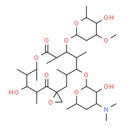 ChemSpider 2D Image | 12-[(2,6-Dideoxy-3-O-methylhexopyranosyl)oxy]-6-hydroxy-5,7,8,11,13,15-hexamethyl-4,10-dioxo-1,9-dioxaspiro[2.13]hexadec-14-yl 3,4,6-trideoxy-3-(dimethylamino)hexopyranoside | C35H61NO12