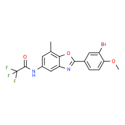 ChemSpider 2D Image | N-[2-(3-Bromo-4-methoxyphenyl)-7-methyl-1,3-benzoxazol-5-yl]-2,2,2-trifluoroacetamide | C17H12BrF3N2O3
