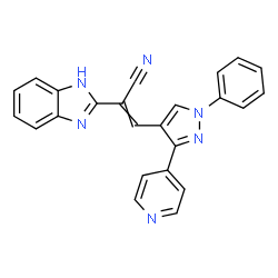 ChemSpider 2D Image | 2-(1H-Benzimidazol-2-yl)-3-[1-phenyl-3-(4-pyridinyl)-1H-pyrazol-4-yl]acrylonitrile | C24H16N6