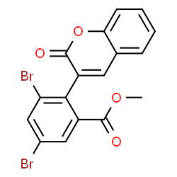 ChemSpider 2D Image | Methyl 3,5-dibromo-2-(2-oxo-2H-chromen-3-yl)benzoate | C17H10Br2O4