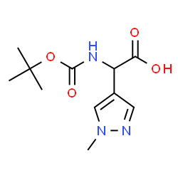 ChemSpider 2D Image | ({[(2-Methyl-2-propanyl)oxy]carbonyl}amino)(1-methyl-1H-pyrazol-4-yl)acetic acid | C11H17N3O4