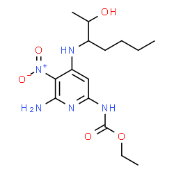 ChemSpider 2D Image | Ethyl {6-amino-4-[(2-hydroxy-3-heptanyl)amino]-5-nitro-2-pyridinyl}carbamate | C15H25N5O5