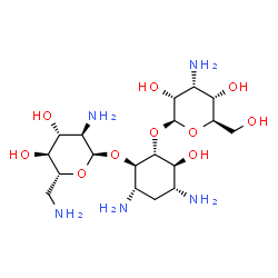 ChemSpider 2D Image | (1R,2R,3S,5R,6S)-3,5-Diamino-2-[(2,6-diamino-2,6-dideoxy-alpha-D-glucopyranosyl)oxy]-6-hydroxycyclohexyl 3-amino-3-deoxy-beta-D-allopyranoside | C18H37N5O10