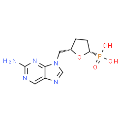 ChemSpider 2D Image | {(2S,5S)-5-[(2-Amino-9H-purin-9-yl)methyl]tetrahydro-2-furanyl}phosphonic acid | C10H14N5O4P