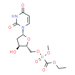 ChemSpider 2D Image | 2'-Deoxy-5'-O-[(ethoxycarbonyl)(methoxy)phosphoryl]uridine | C13H19N2O9P