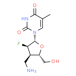 ChemSpider 2D Image | 3'-(Aminomethyl)-3'-deoxy-2'-fluorothymidine | C11H16FN3O4