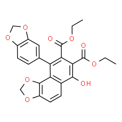 ChemSpider 2D Image | Diethyl 9-(1,3-benzodioxol-5-yl)-6-hydroxynaphtho[1,2-d][1,3]dioxole-7,8-dicarboxylate | C24H20O9