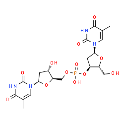 ChemSpider 2D Image | [(2R,3S,5S)-3-hydroxy-5-(5-methyl-2,4-dioxo-pyrimidin-1-yl)tetrahydrofuran-2-yl]methyl [(2R,3S,5S)-2-(hydroxymethyl)-5-(5-methyl-2,4-dioxo-pyrimidin-1-yl)tetrahydrofuran-3-yl] hydrogen phosphate | C20H27N4O12P