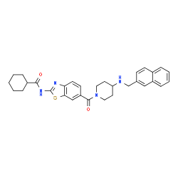 ChemSpider 2D Image | N-[6-({4-[(2-Naphthylmethyl)amino]-1-piperidinyl}carbonyl)-1,3-benzothiazol-2-yl]cyclohexanecarboxamide | C31H34N4O2S