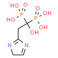 ChemSpider 2D Image | [1-Hydroxy-2-(4H-imidazol-2-yl)-1,1-ethanediyl]bis(phosphonic acid) | C5H10N2O7P2