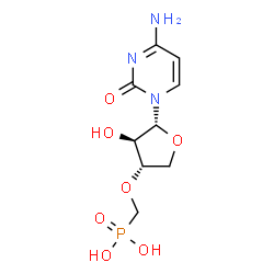 ChemSpider 2D Image | ({[(3S,4R,5R)-5-(4-Amino-2-oxo-1(2H)-pyrimidinyl)-4-hydroxytetrahydro-3-furanyl]oxy}methyl)phosphonic acid | C9H14N3O7P