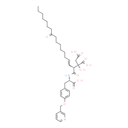 ChemSpider 2D Image | (2S)-2-[(2S,3E)-1-({(1S)-1-Carboxy-2-[4-(3-pyridinylmethoxy)phenyl]ethyl}amino)-1,11-dioxo-3-octadecen-2-yl]-2-hydroxysuccinic acid | C37H50N2O10