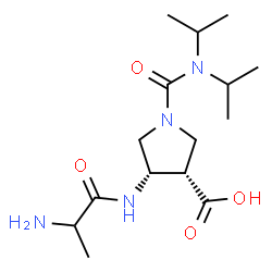 ChemSpider 2D Image | (3S,4S)-4-(Alanylamino)-1-(diisopropylcarbamoyl)-3-pyrrolidinecarboxylic acid | C15H28N4O4