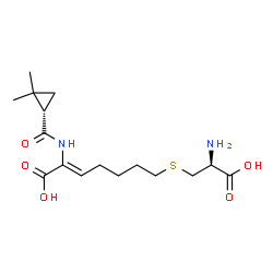 ChemSpider 2D Image | (2Z)-7-{[(2S)-2-Amino-2-carboxyethyl]sulfanyl}-2-({[(1S)-2,2-dimethylcyclopropyl]carbonyl}amino)-2-heptenoic acid | C16H26N2O5S
