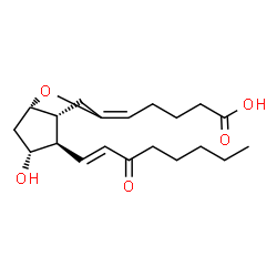 ChemSpider 2D Image | (9alpha,11alpha,13E)-11-Hydroxy-15-oxo-6,9-epoxyprosta-5,13-dien-1-oic acid | C20H30O5