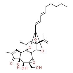 ChemSpider 2D Image | (1R,2R,6S,7S,8R,10S,11S,12R,16R,18R)-6,7-Dihydroxy-8-(hydroxymethyl)-16-isopropenyl-4,18-dimethyl-14-[(1E,3E)-1,3-nonadien-1-yl]-9,13,15,19-tetraoxahexacyclo[12.4.1.0~1,11~.0~2,6~.0~8,10~.0~12,16~]non
adec-3-en-5-one | C30H40O8