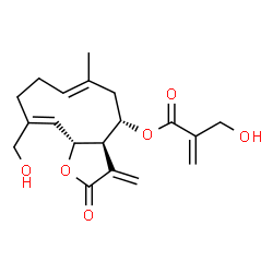 ChemSpider 2D Image | (3aR,4S,6E,10Z,11aR)-10-(Hydroxymethyl)-6-methyl-3-methylene-2-oxo-2,3,3a,4,5,8,9,11a-octahydrocyclodeca[b]furan-4-yl 2-(hydroxymethyl)acrylate | C19H24O6