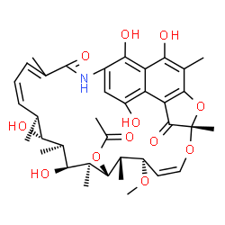 ChemSpider 2D Image | (7S,11R,12R,13S,14S,15S,16S,17S,18S)-2,15,17,27,29-Pentahydroxy-11-methoxy-3,7,12,14,16,18,22-heptamethyl-6,23-dioxo-8,30-dioxa-24-azatetracyclo[23.3.1.1~4,7~.0~5,28~]triaconta-1(29),2,4,9,19,21,25,27
-octaen-13-yl acetate | C37H47NO12
