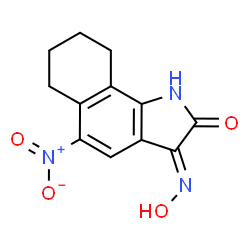 ChemSpider 2D Image | 6,7,8,9-Tetrahydro-5-nitro-1H-benz[g]indole-2,3-dione 3-oxime | C12H11N3O4