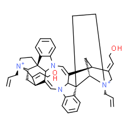 ChemSpider 2D Image | (1R,9Z,11S,13S,14R,17R,25Z,27S,28E,30R,33S,37E)-14,30-Diallyl-28,37-bis(2-hydroxyethylidene)-8,24-diaza-14,30-diazoniaundecacyclo[25.5.2.2~11,14~.1~1,8~.1~10,17~.0~2,7~.0~13,17~.0~18,23~.0~24,35~.0~26
,38~.0~30,33~]octatriaconta-2,4,6,9,18,20,22,25-octaene | C44H50N4O2