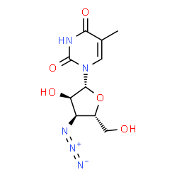 ChemSpider 2D Image | 1-[(2R,3R,4S,5S)-4-azido-3-hydroxy-5-(hydroxymethyl)tetrahydrofuran-2-yl]-5-methyl-pyrimidine-2,4-dione | C10H13N5O5