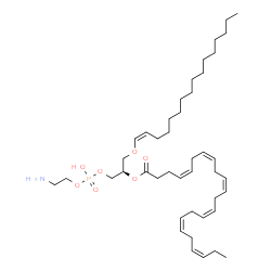 ChemSpider 2D Image | 1-(1Z-hexadecenyl)-2-(4Z,7Z,10Z,13Z,16Z,19Z-docosahexaenoyl)-sn-glycero-3-phosphoethanolamine | C43H74NO7P