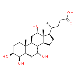 ChemSpider 2D Image | 3b,4b,7a,12a-Tetrahydroxy-5b-cholanoic acid | C24H40O6