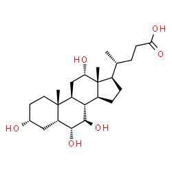 ChemSpider 2D Image | (3alpha,5beta,6alpha,7beta,12alpha)-3,6,7,12-Tetrahydroxycholan-24-oic acid | C24H40O6