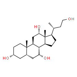 ChemSpider 2D Image | 24-Nor-5beta-cholane-3alpha,7alpha,12alpha,23-tetrol | C23H40O4