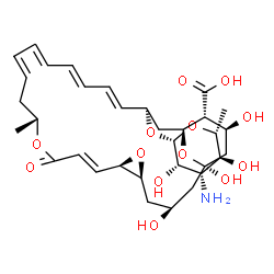 ChemSpider 2D Image | (1R,3S,5S,7R,12R,22R,24S,25R,26S)-22-[(3-Amino-3,6-dideoxy-beta-D-mannopyranosyl)oxy]-1,3,26-trihydroxy-12-methyl-10-oxo-6,11,28-trioxatricyclo[22.3.1.0~5,7~]octacosa-8,14,16,18,20-pentaene-25-carboxy
lic acid | C33H47NO13