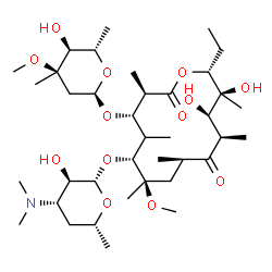 ChemSpider 2D Image | 6-{[(2S,3R,4S,6R)-4-(dimethylamino)-3-hydroxy-6-methyltetrahydro-2H-pyran-2-yl]oxy}-14-ethyl-12,13-dihydroxy-4-{[(2R,4R,5S,6S)-5-hydroxy-4-methoxy-4,6-dimethyltetrahydro-2H-pyran-2-yl]oxy}-7-methoxy-3,5,7,9,11,13-hexamethyloxacyclotetradecane-2,10-dione | C38H69NO13