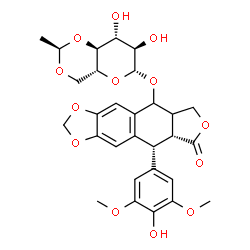 ChemSpider 2D Image | 9-[(4,6-O-Ethylidene-b-D-glucopyranosyl)oxy]-5,8,8a,9-tetrahydro-5(4-hydroxy-3,5-dimethoxyphenyl)furo[3',4':6,7]naphtho[2,3-d]-1,3-dioxol-6(5aH)-one | C29H32O13