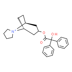 ChemSpider 2D Image | [(1R,5S)-spiro[8-azoniabicyclo[3.2.1]octane-8,1'-azolidin-1-ium]-3-yl] 2-hydroxy-2,2-diphenyl-acetate | C25H30NO3