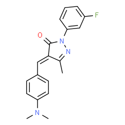ChemSpider 2D Image | (4E)-4-[4-(Dimethylamino)benzylidene]-2-(3-fluorophenyl)-5-methyl-2,4-dihydro-3H-pyrazol-3-one | C19H18FN3O